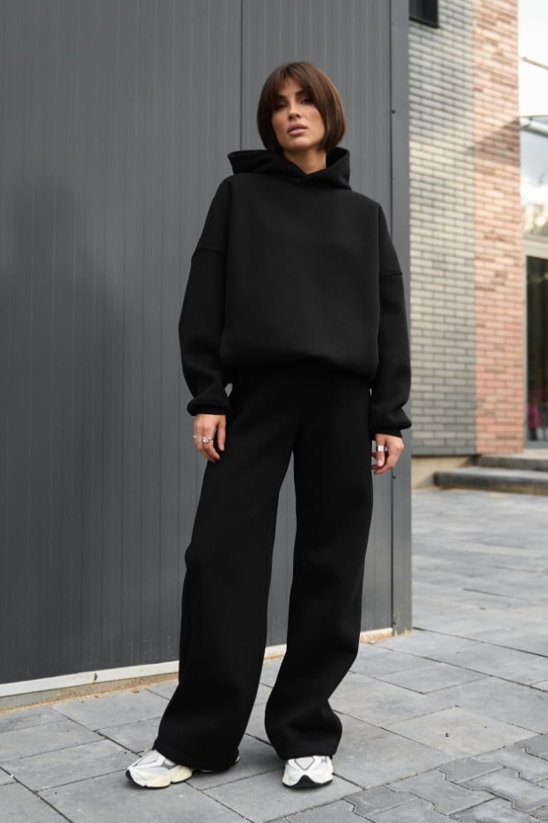 Warm women's Oversize tracksuit black